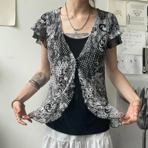 vintage layered lace cardi top - Picture 8 of 9